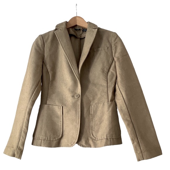 GAP fitted cotton blend jacket In beige / tan, long sleeve tailored, size: S - Picture 1 of 7